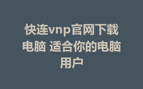 快连vnp官网下载电脑 适合你的电脑用户